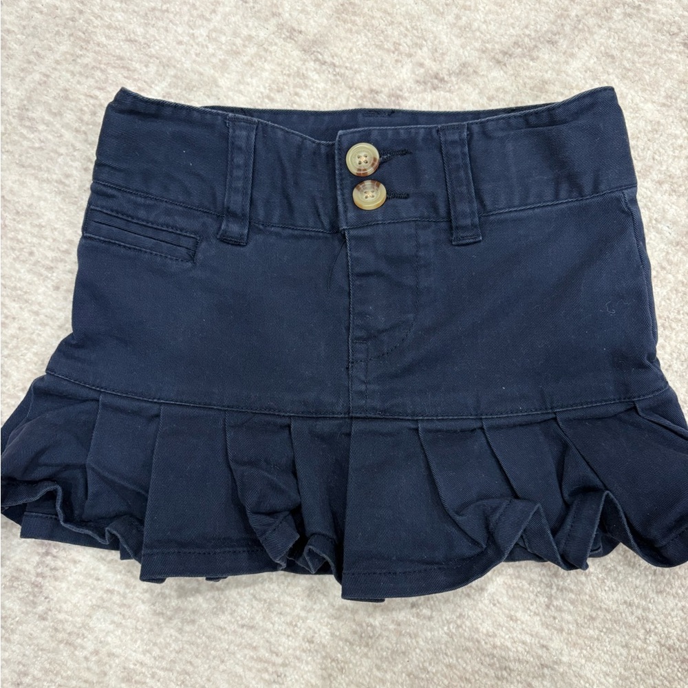 Polo by Ralph Lauren Navy Ruffle-Hem Cotton Skirt